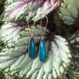 Elegant Gold and Teal Drop Earrings - 3”